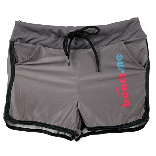 SHORTS BEACH.ME BASIC W - CINZA/PRETO